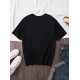 Women's Casual Black Heart Print Love Graphic Tee - Short Sleeve Crew Neck, Polyester Knit T-Shirt