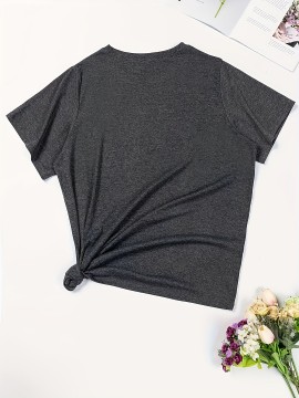 Valentine's Day Special: Casual Short-Sleeve T-Shirt for Couples - Breathable Rayon Blend, Machine Washable, Crew Neck with Geometric Heart Design