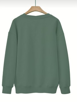 Plus Size Woman & Letter Print Sweatshirt, Casual Long Sleeve Crew Neck Sweatshirt, Women's Plus Size Clothing